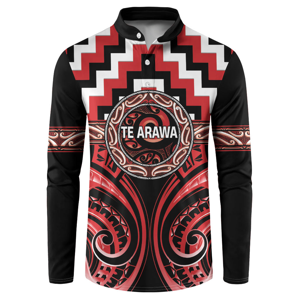 Aotearoa Te Arawa Personalised Button Sweatshirt Maori Iwi Poutama Puhoro Tattoo
