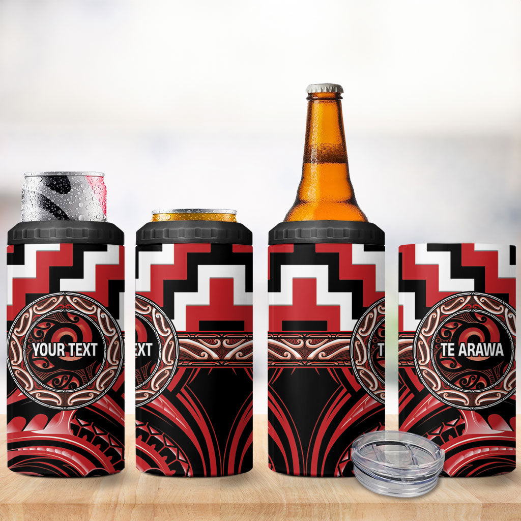 Aotearoa Te Arawa Personalised 4 in 1 Can Cooler Tumbler Maori Iwi Poutama Puhoro Tattoo LT14 - Polynesian Pride