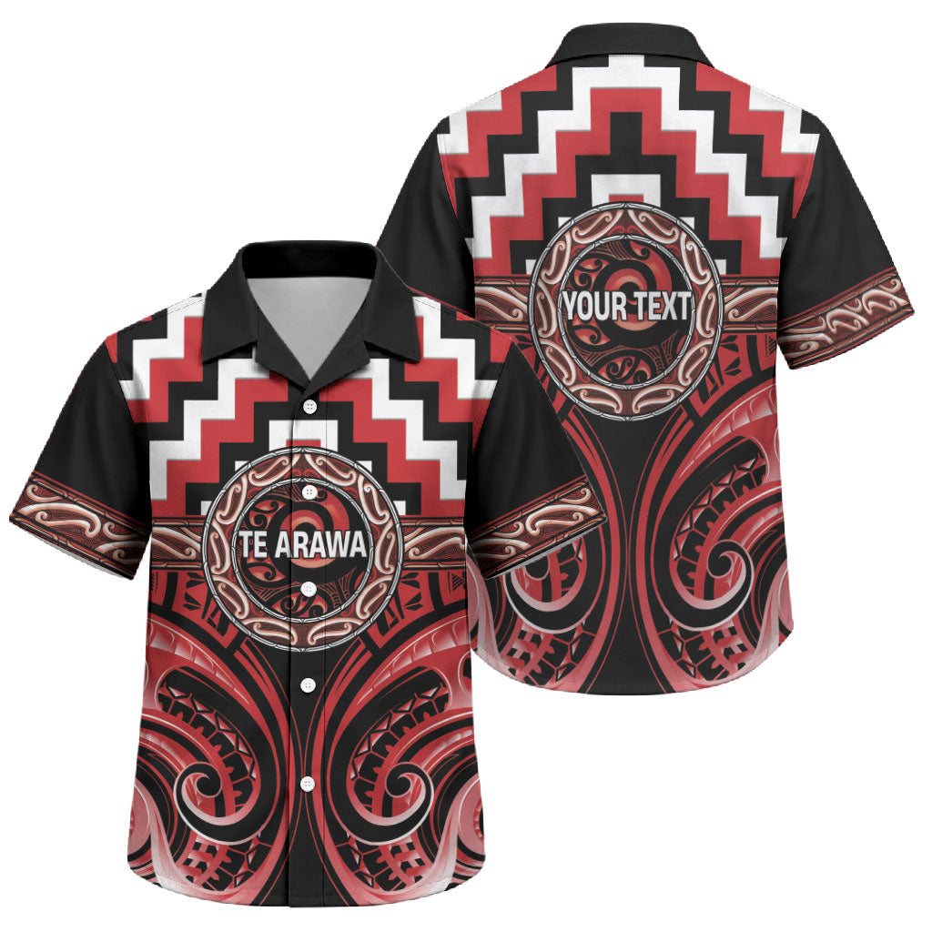 Aotearoa Te Arawa Personalised Family Matching Off Shoulder Maxi Dress and Hawaiian Shirt Maori Iwi Poutama Puhoro Tattoo LT14 Son's Shirt Red - Polynesian Pride