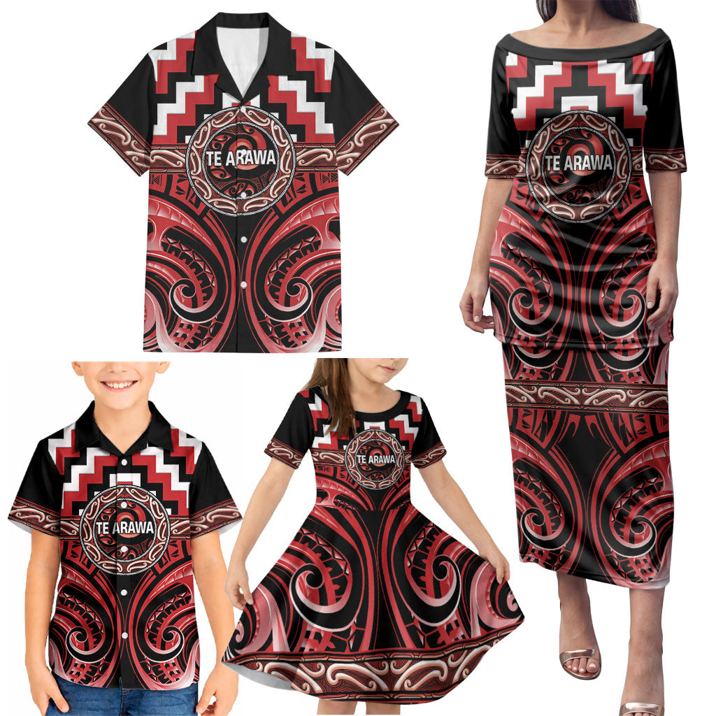Aotearoa Te Arawa Personalised Family Matching Puletasi and Hawaiian Shirt Maori Iwi Poutama Puhoro Tattoo LT14 - Polynesian Pride