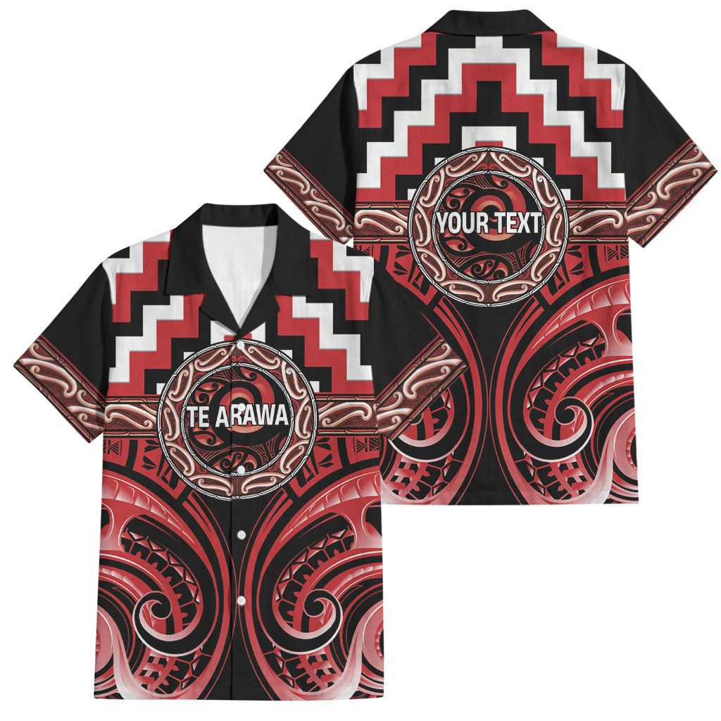 Aotearoa Te Arawa Personalised Family Matching Tank Maxi Dress and Hawaiian Shirt Maori Iwi Poutama Puhoro Tattoo LT14 Dad's Shirt - Short Sleeve Red - Polynesian Pride