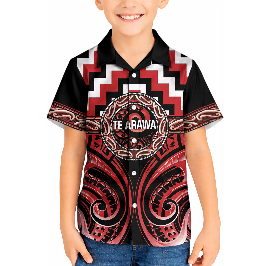 Aotearoa Te Arawa Personalised Kid Hawaiian Shirt Maori Iwi Poutama Puhoro Tattoo