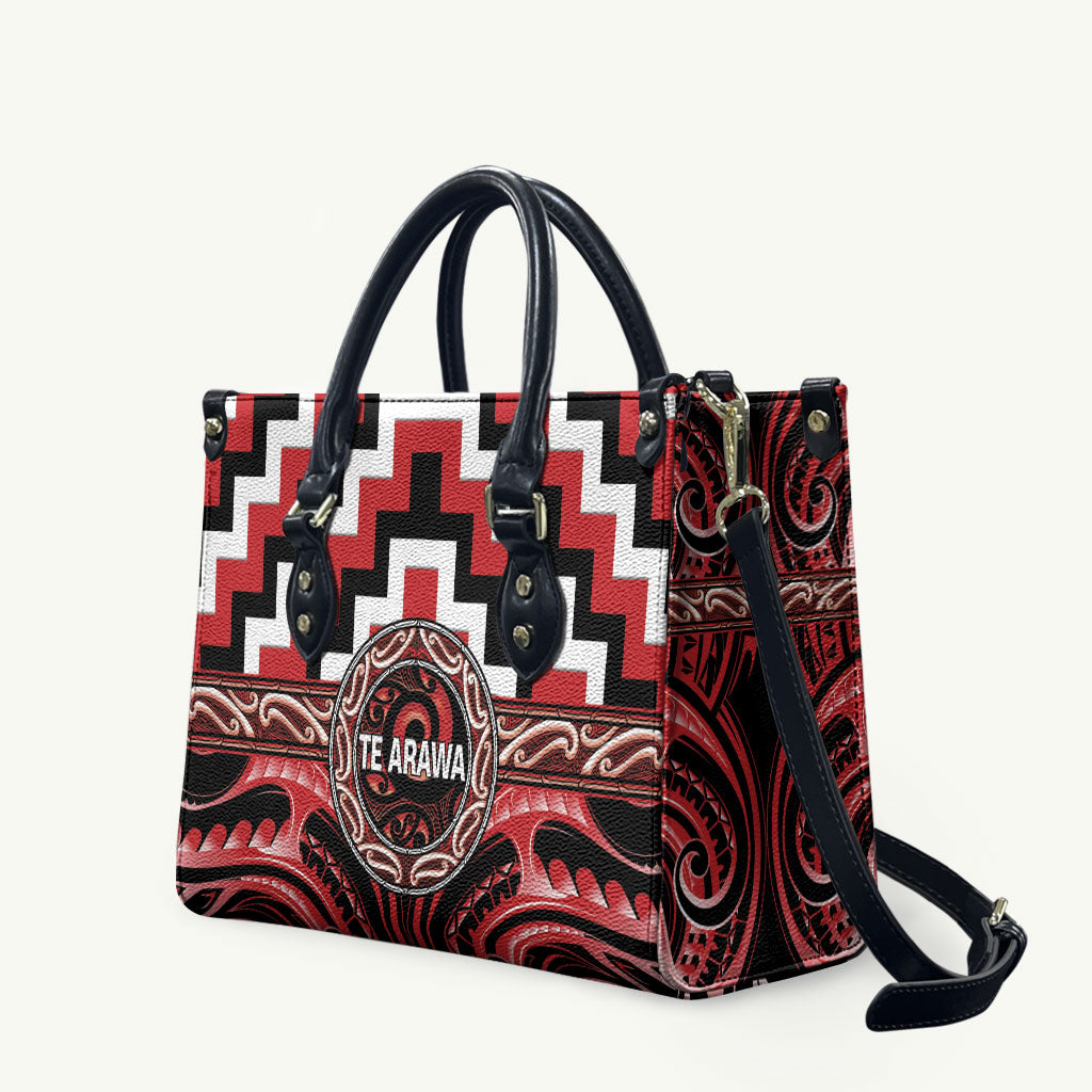 Aotearoa Te Arawa Leather Bag Maori Iwi Poutama Puhoro Tattoo