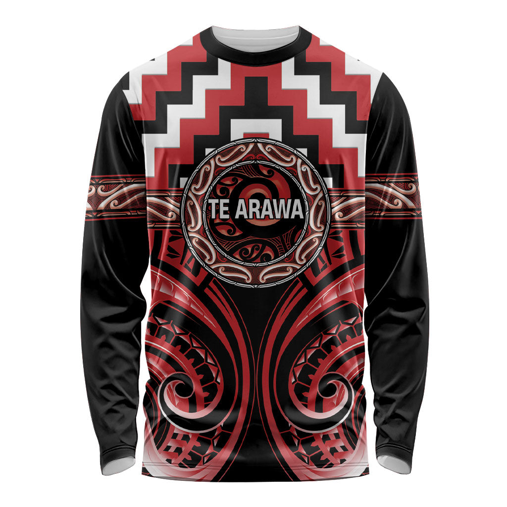 Aotearoa Te Arawa Personalised Long Sleeve Shirt Maori Iwi Poutama Puhoro Tattoo