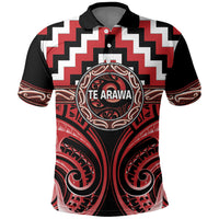 Aotearoa Te Arawa Personalised Polo Shirt Maori Iwi Poutama Puhoro Tattoo LT14 Red - Polynesian Pride
