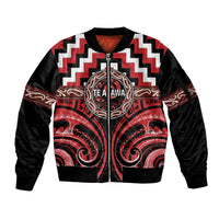 Aotearoa Te Arawa Personalised Sleeve Zip Bomber Jacket Maori Iwi Poutama Puhoro Tattoo LT14 Unisex Red - Polynesian Pride