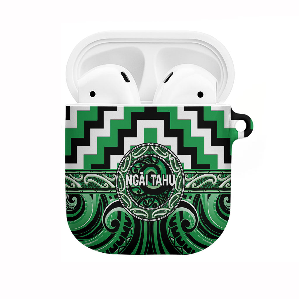Aotearoa Ngai Tahu AirPods Case Maori Iwi Poutama Puhoro Tattoo LT14 Green - Polynesian Pride