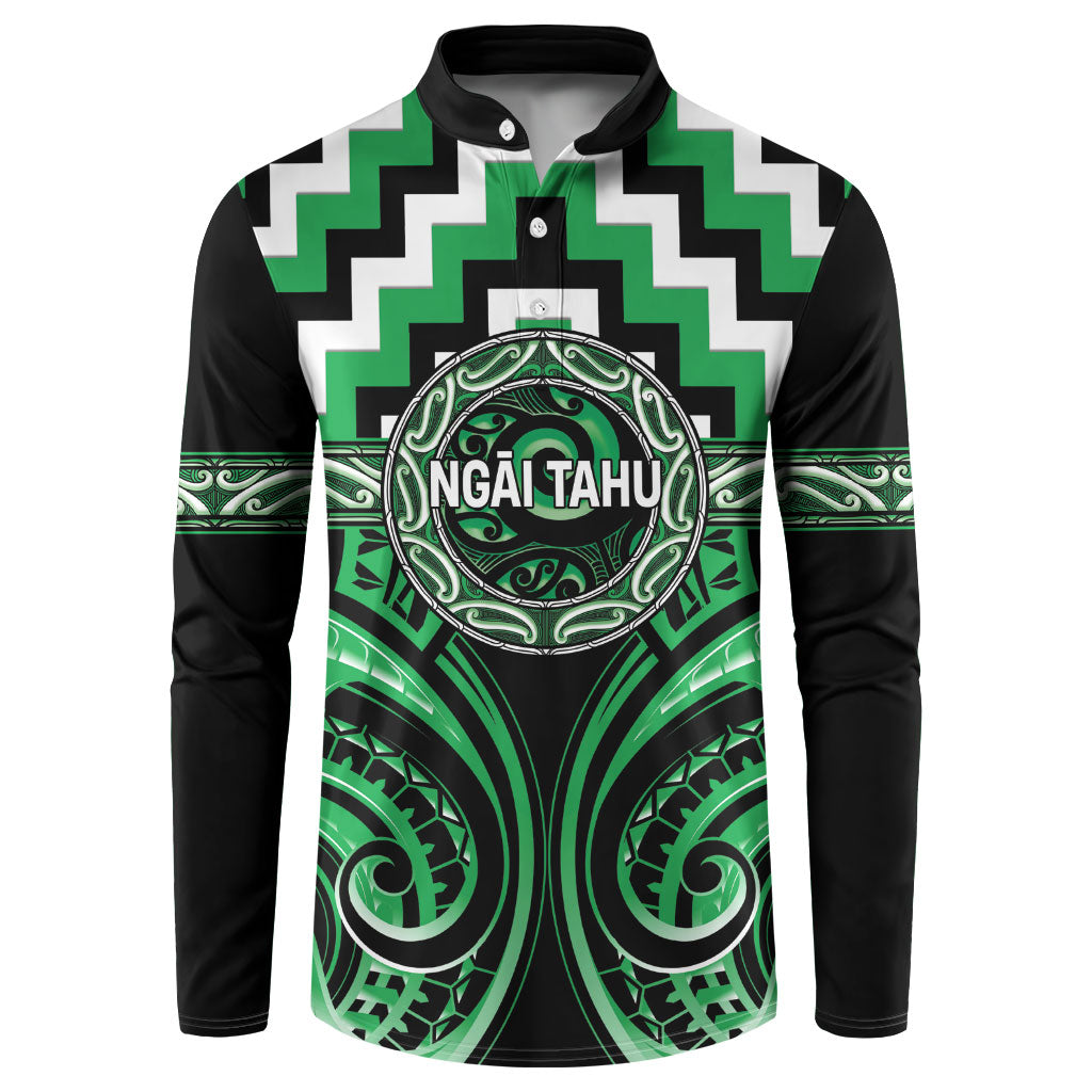 Aotearoa Ngai Tahu Personalised Button Sweatshirt Maori Iwi Poutama Puhoro Tattoo LT14 Green - Polynesian Pride