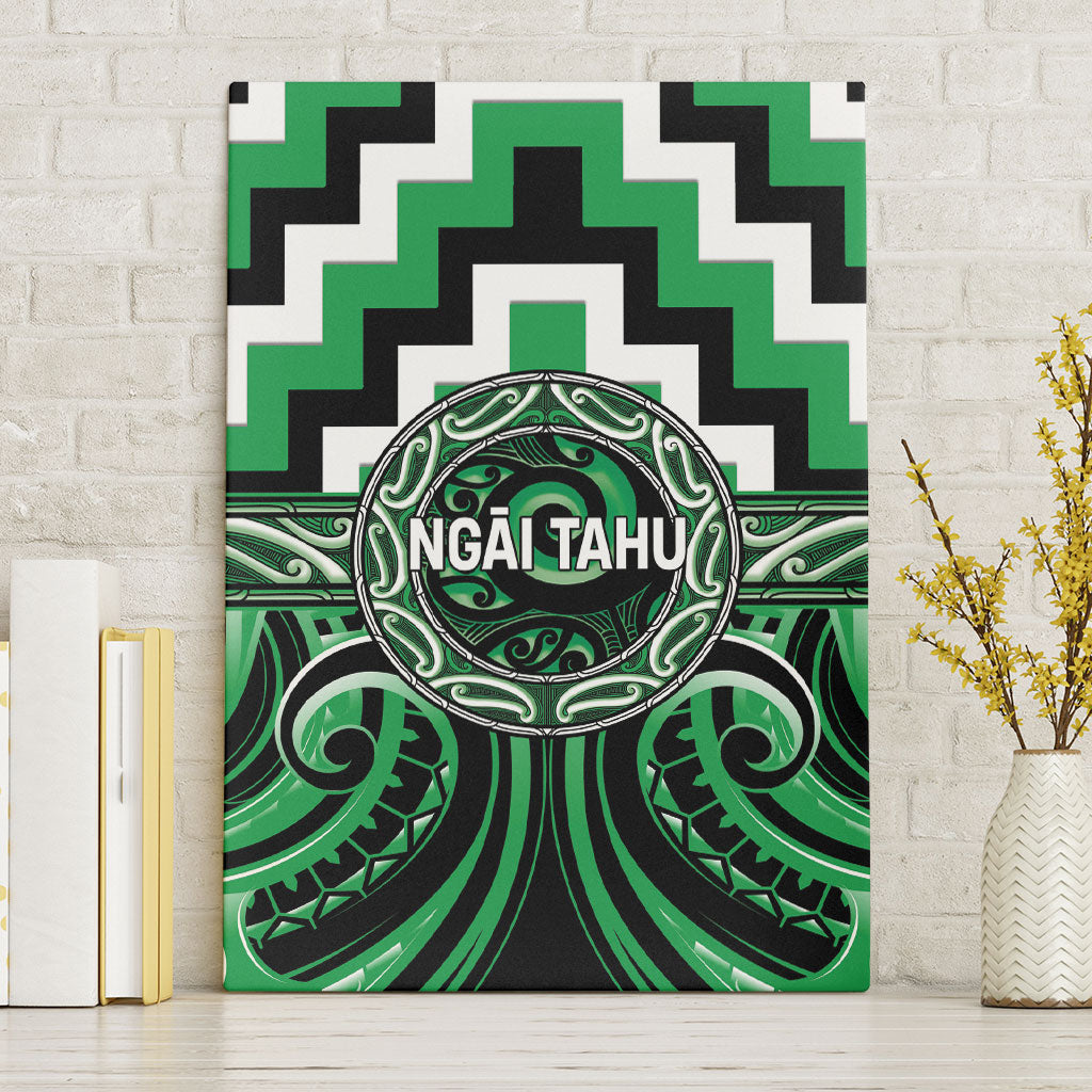 Aotearoa Ngai Tahu Canvas Wall Art Maori Iwi Poutama Puhoro Tattoo LT14 Without Frame Green - Polynesian Pride