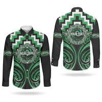 Aotearoa Ngai Tahu Personalised Couples Matching Off Shoulder Maxi Dress and Long Sleeve Button Shirt Maori Iwi Poutama Puhoro Tattoo LT14 - Polynesian Pride