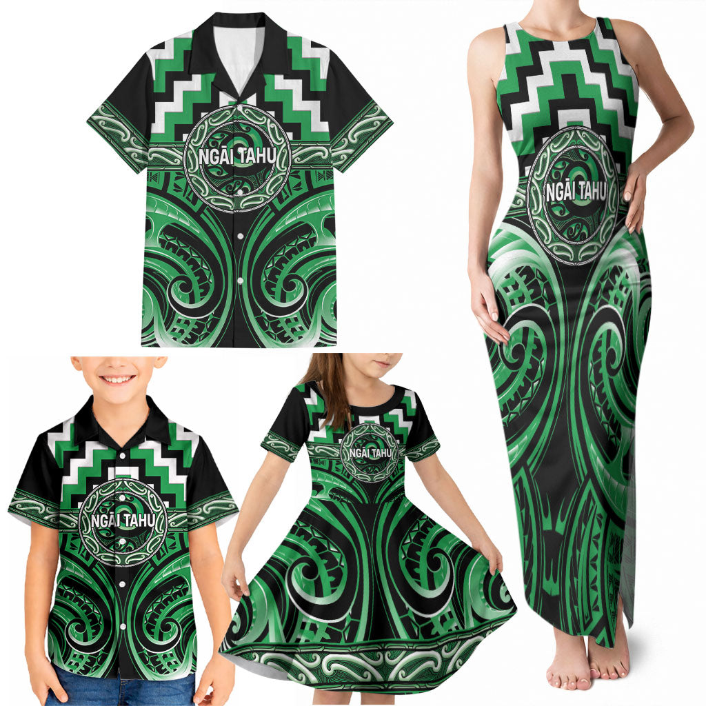 Aotearoa Ngai Tahu Personalised Family Matching Tank Maxi Dress and Hawaiian Shirt Maori Iwi Poutama Puhoro Tattoo LT14 - Polynesian Pride