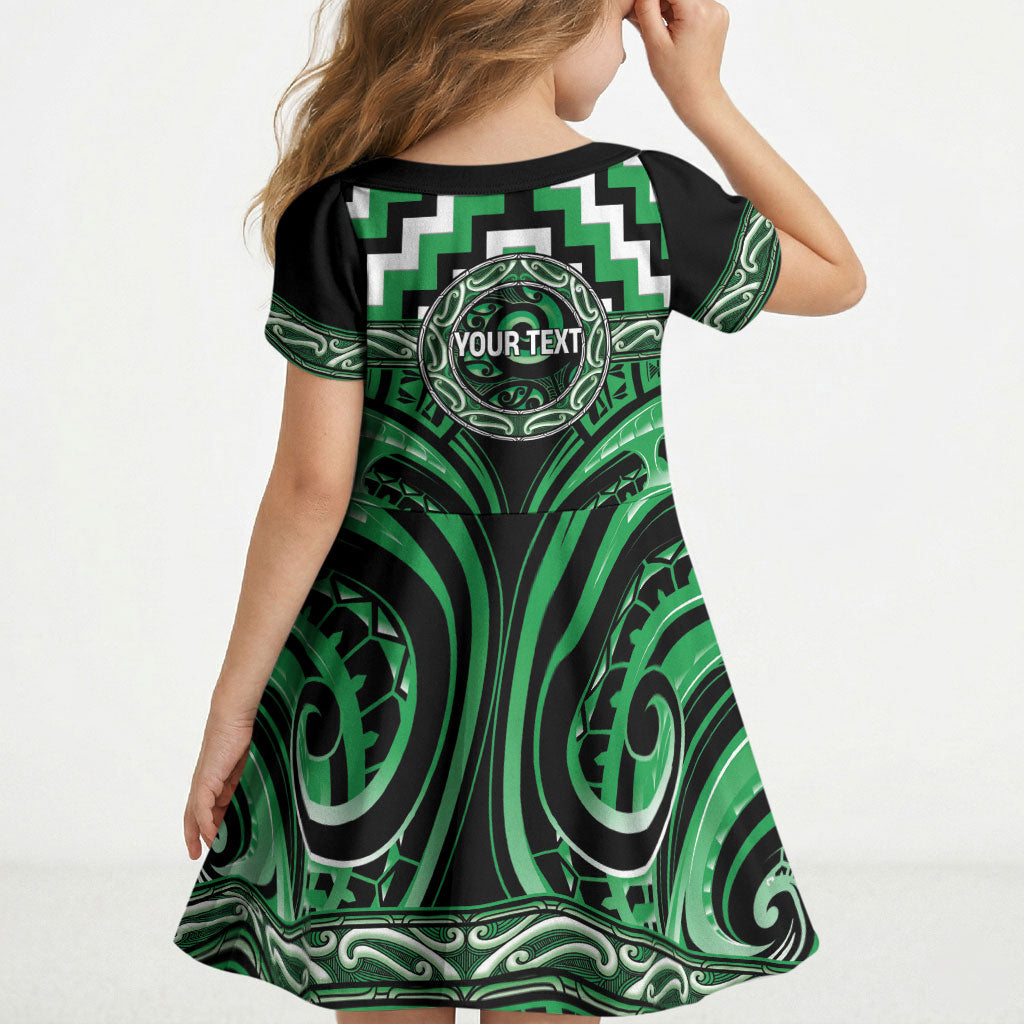 Aotearoa Ngai Tahu Personalised Kid Short Sleeve Dress Maori Iwi Poutama Puhoro Tattoo LT14 - Polynesian Pride