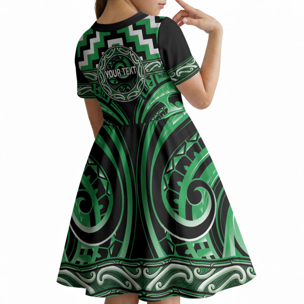 Aotearoa Ngai Tahu Personalised Kid Short Sleeve Dress Maori Iwi Poutama Puhoro Tattoo LT14 - Polynesian Pride