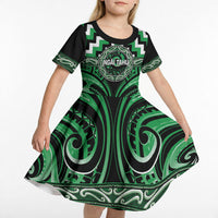 Aotearoa Ngai Tahu Personalised Kid Short Sleeve Dress Maori Iwi Poutama Puhoro Tattoo LT14 - Polynesian Pride