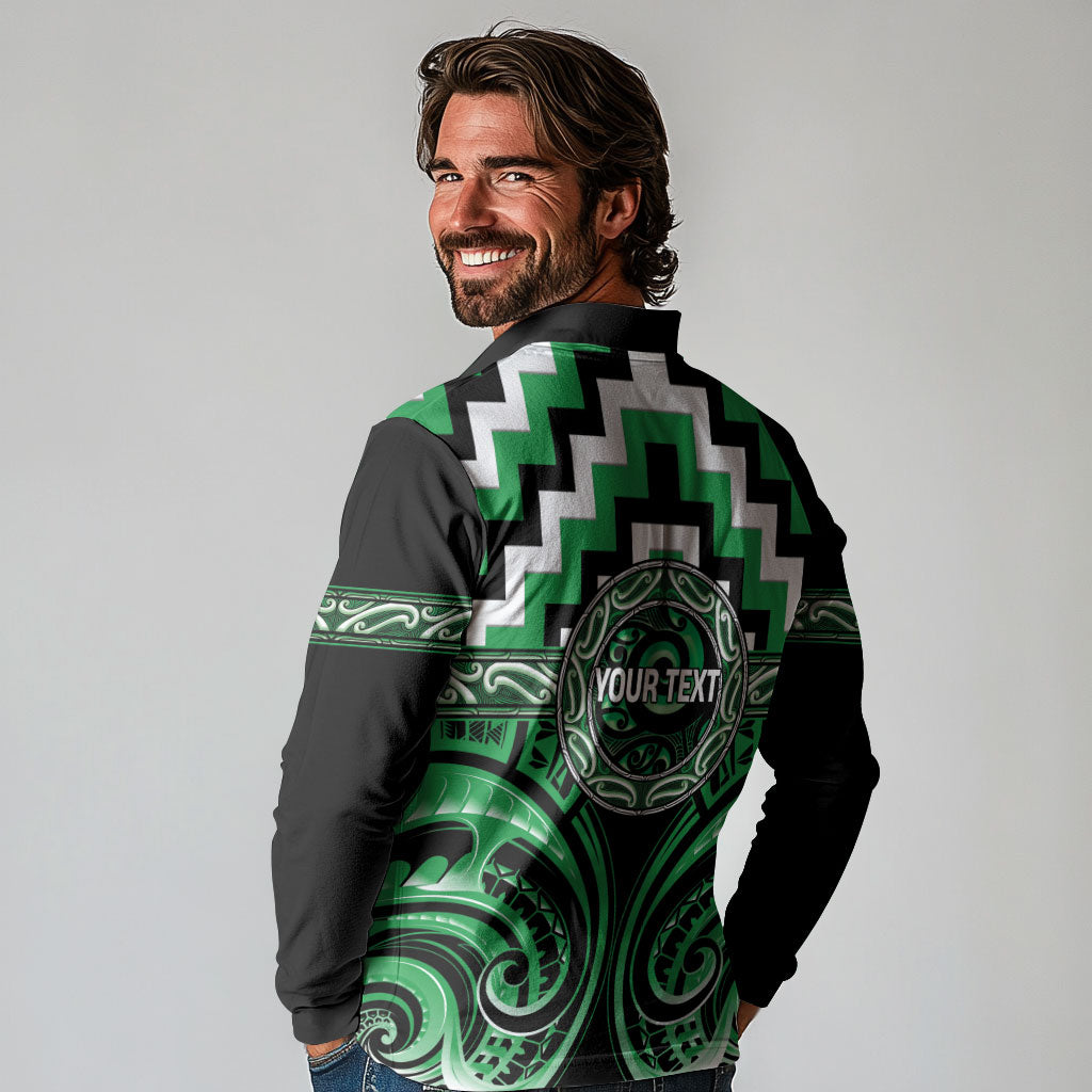 Aotearoa Ngai Tahu Personalised Long Sleeve Polo Shirt Maori Iwi Poutama Puhoro Tattoo LT14 - Polynesian Pride
