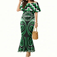 Aotearoa Ngai Tahu Personalised Mermaid Dress Maori Iwi Poutama Puhoro Tattoo LT14 Women Green - Polynesian Pride