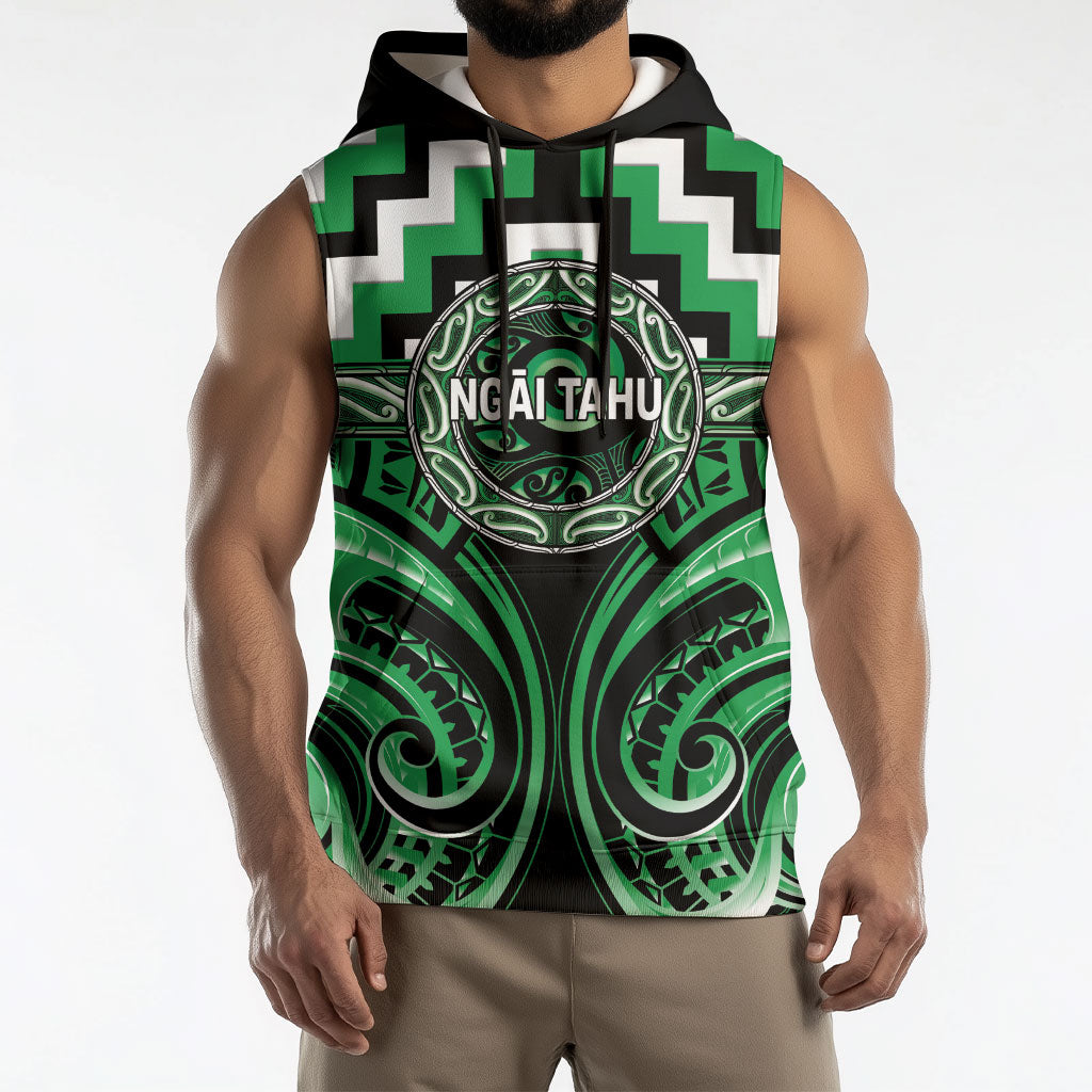 Aotearoa Ngai Tahu Personalised Sleeveless Hoodie Maori Iwi Poutama Puhoro Tattoo LT14 - Polynesian Pride