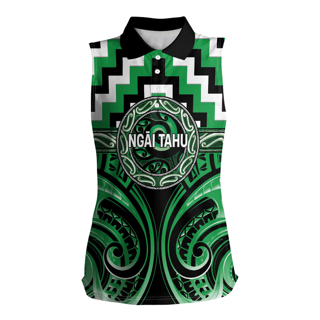 Aotearoa Ngai Tahu Personalised Women Sleeveless Polo Shirt Maori Iwi Poutama Puhoro Tattoo
