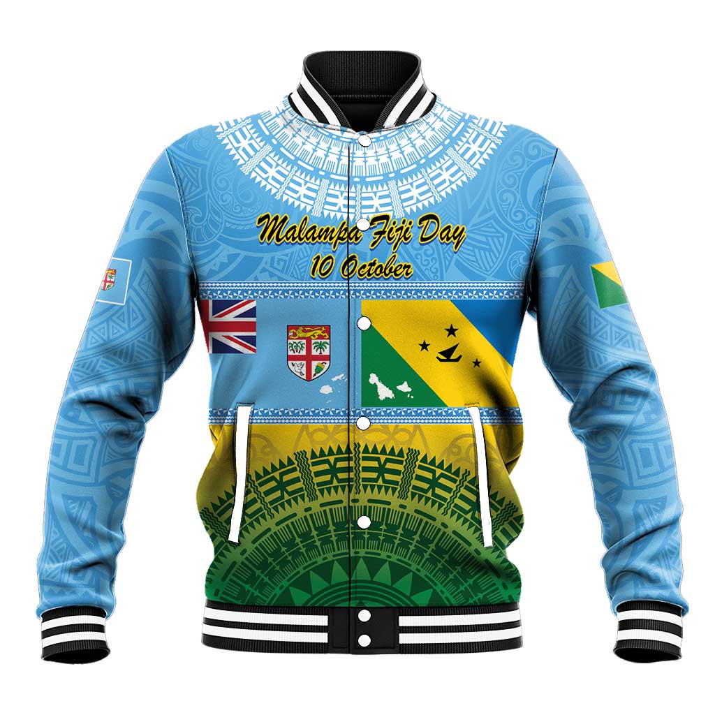 Personalised Malampa Fiji Day Baseball Jacket 10 October Fijian Tapa Flag Style