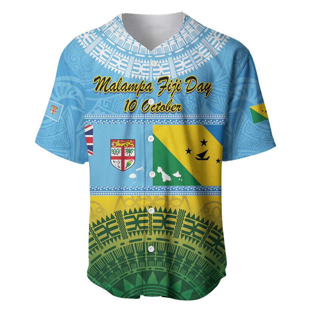 Personalised Malampa Fiji Day Baseball Jersey 10 October Fijian Tapa Flag Style