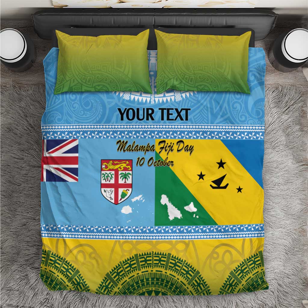 Personalised Malampa Fiji Day Bedding Set 10 October Fijian Tapa Flag Style