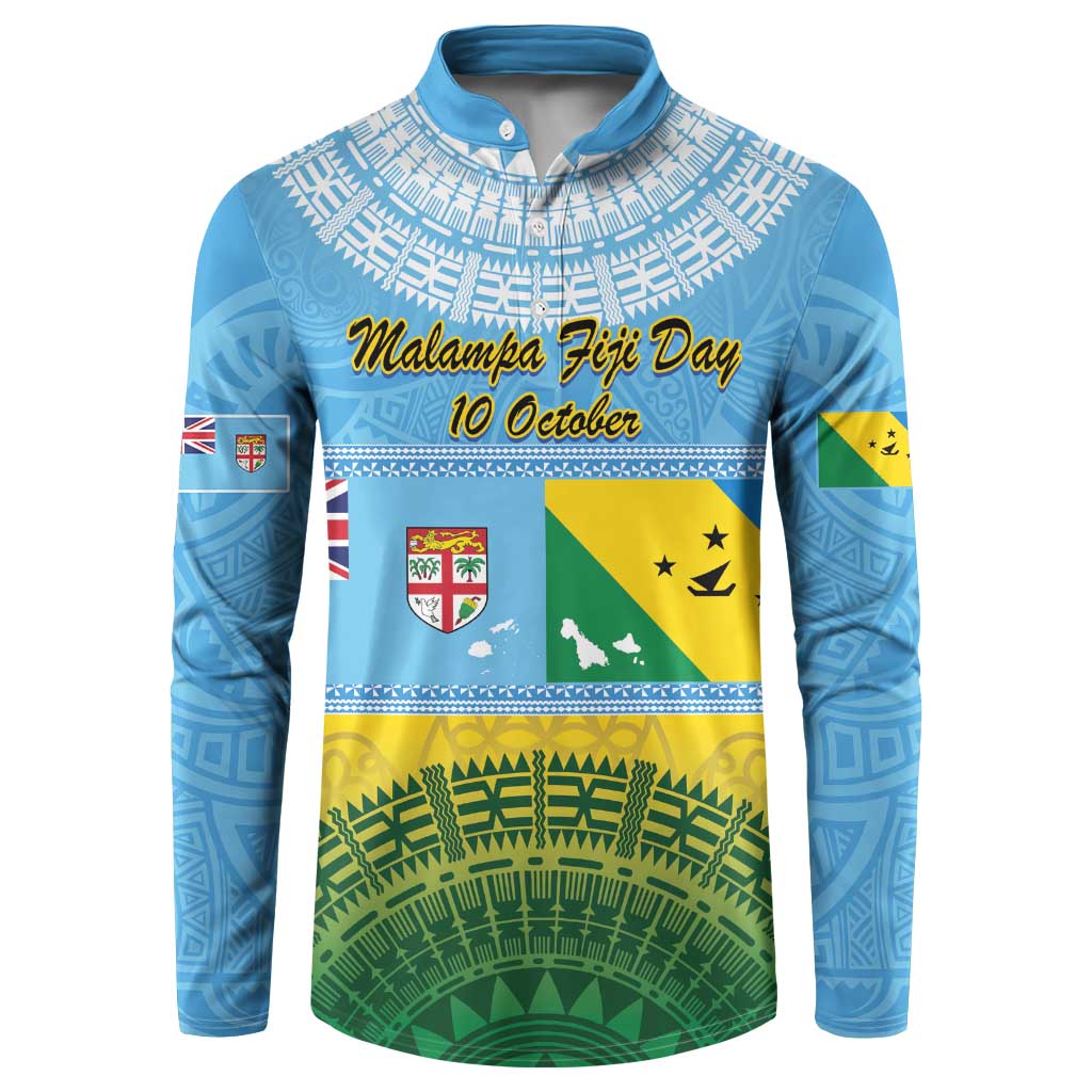 Personalised Malampa Fiji Day Button Sweatshirt 10 October Fijian Tapa Flag Style