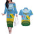 Personalised Malampa Fiji Day Couples Matching Off The Shoulder Long Sleeve Dress and Hawaiian Shirt 10 October Fijian Tapa Flag Style