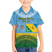Personalised Malampa Fiji Day Family Matching Long Sleeve Bodycon Dress and Hawaiian Shirt 10 October Fijian Tapa Flag Style