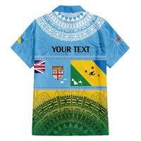 Personalised Malampa Fiji Day Family Matching Short Sleeve Bodycon Dress and Hawaiian Shirt 10 October Fijian Tapa Flag Style