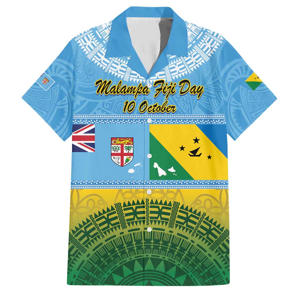 Personalised Malampa Fiji Day Hawaiian Shirt 10 October Fijian Tapa Flag Style