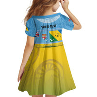 Personalised Malampa Fiji Day Kid Short Sleeve Dress 10 October Fijian Tapa Flag Style