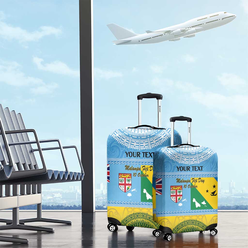 Personalised Malampa Fiji Day Luggage Cover 10 October Fijian Tapa Flag Style