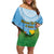 Personalised Malampa Fiji Day Off Shoulder Short Dress 10 October Fijian Tapa Flag Style