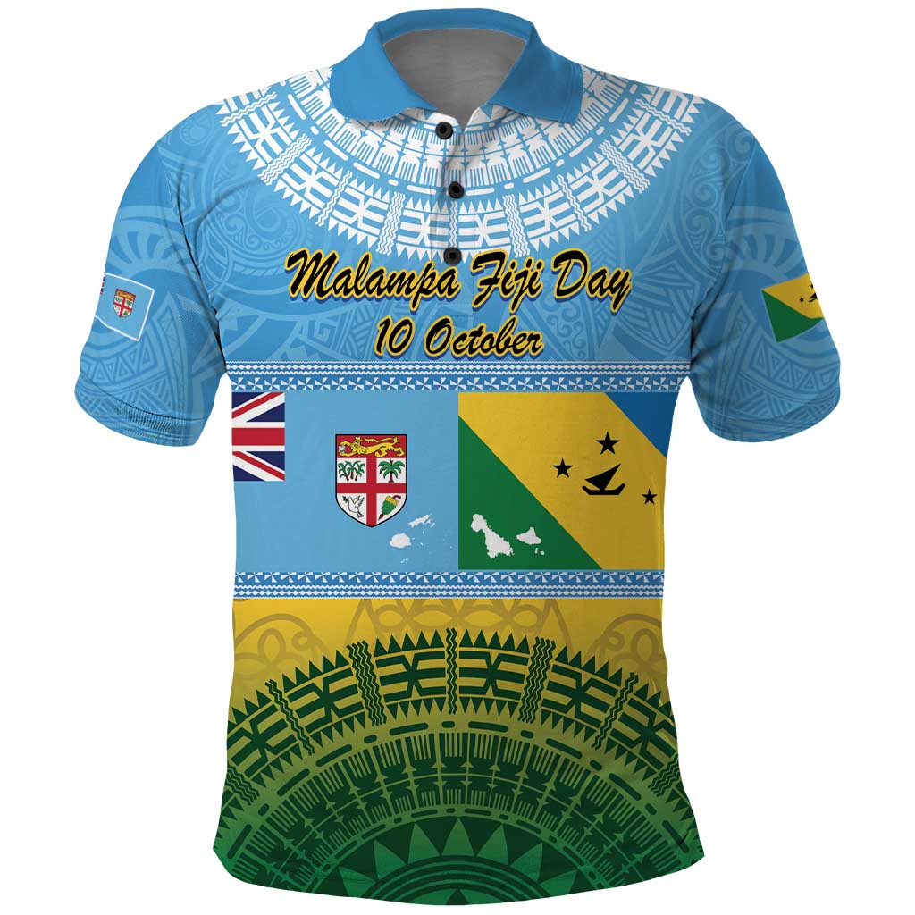 Personalised Malampa Fiji Day Polo Shirt 10 October Fijian Tapa Flag Style