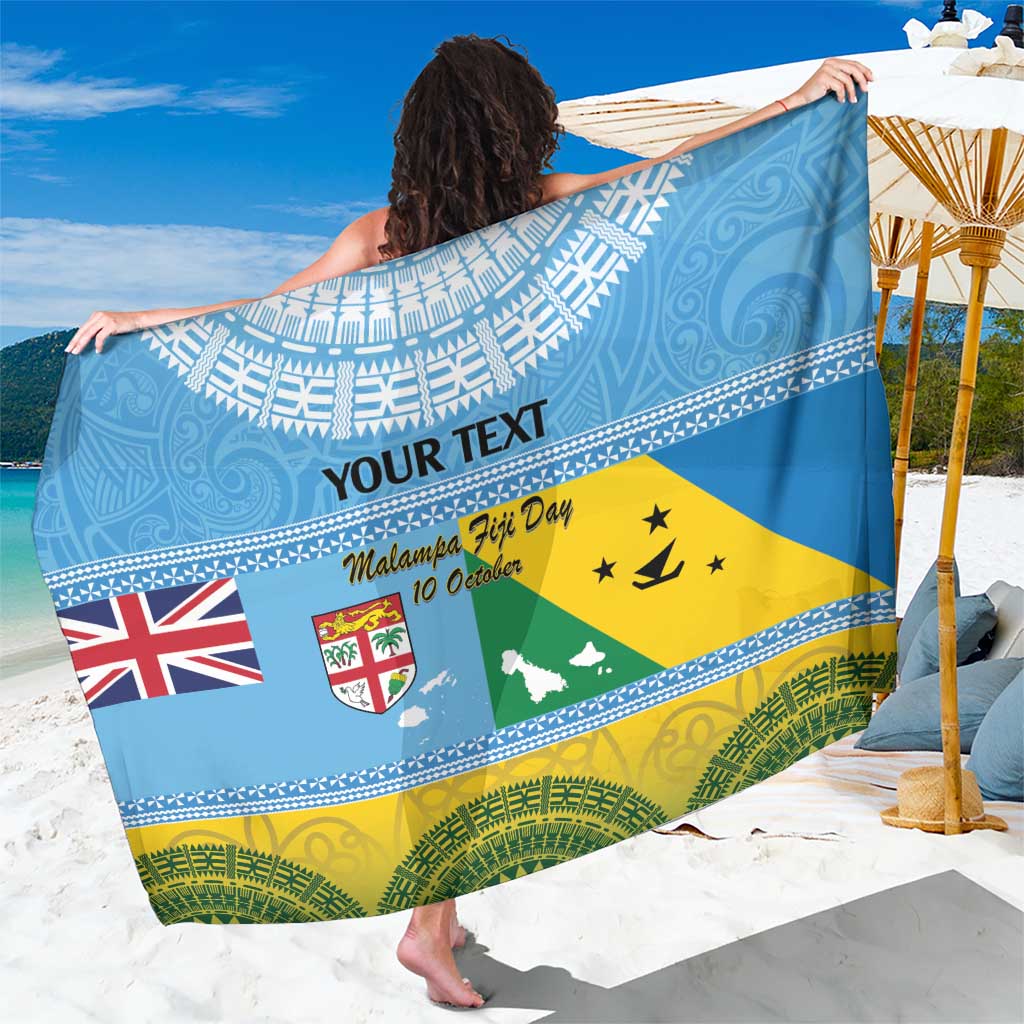 Personalised Malampa Fiji Day Sarong 10 October Fijian Tapa Flag Style