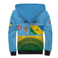 Personalised Malampa Fiji Day Sherpa Hoodie 10 October Fijian Tapa Flag Style
