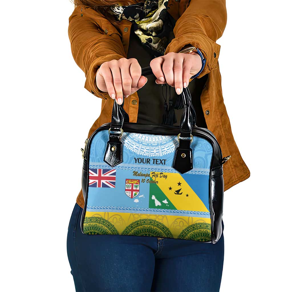 Personalised Malampa Fiji Day Shoulder Handbag 10 October Fijian Tapa Flag Style