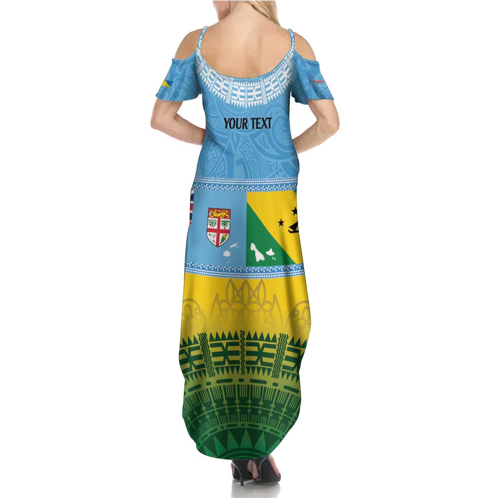 Personalised Malampa Fiji Day Summer Maxi Dress 10 October Fijian Tapa Flag Style LT14 - Polynesian Pride