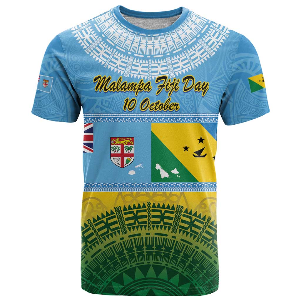 Personalised Malampa Fiji Day T Shirt 10 October Fijian Tapa Flag Style