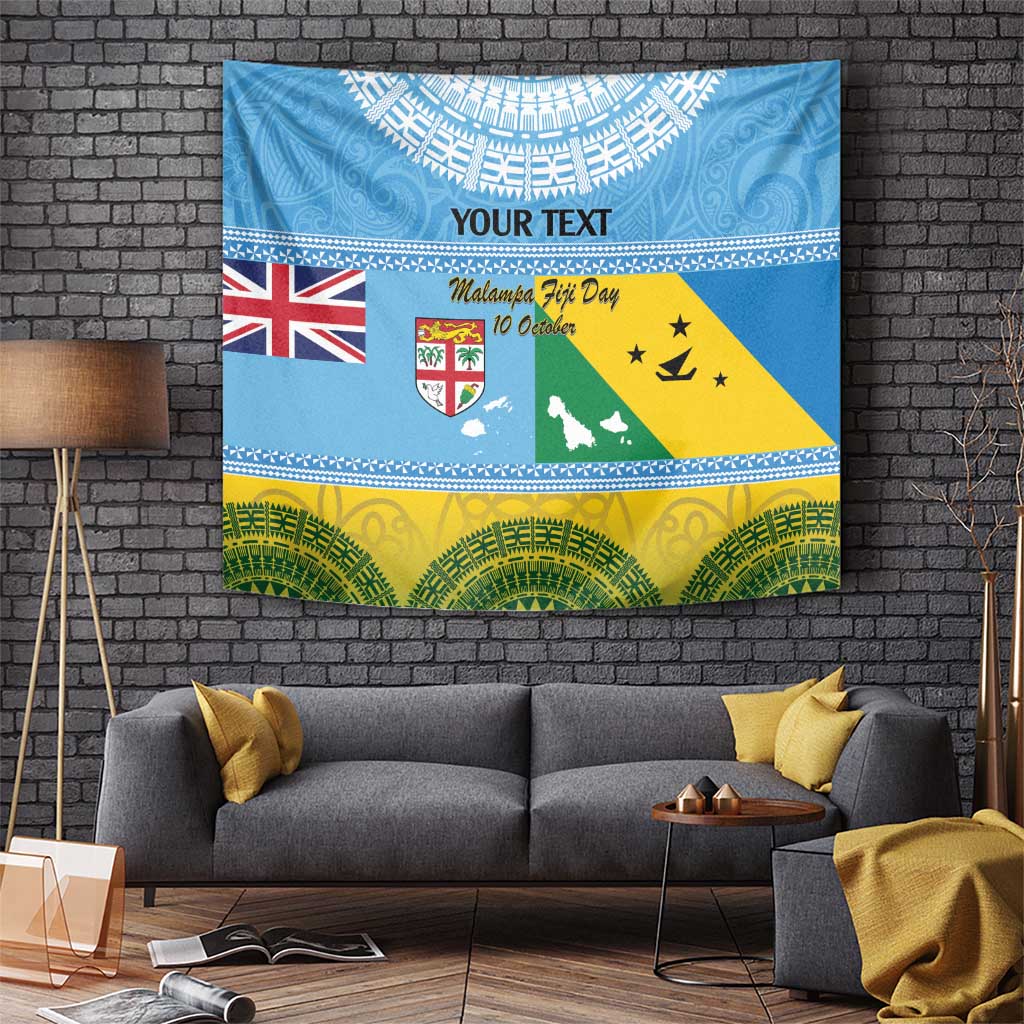 Personalised Malampa Fiji Day Tapestry 10 October Fijian Tapa Flag Style