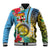 Vanuatu Malampa Fiji Day Baseball Jacket Happy 10 October With Maps Tropical Flowers