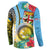 Vanuatu Malampa Fiji Day Button Sweatshirt Happy 10 October With Maps Tropical Flowers