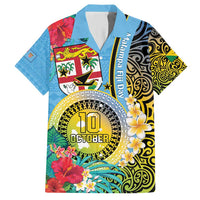 Vanuatu Malampa Fiji Day Hawaiian Shirt Happy 10 October With Maps Tropical Flowers