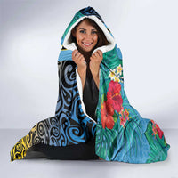 Vanuatu Malampa Fiji Day Hooded Blanket Happy 10 October With Maps Tropical Flowers