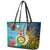 Vanuatu Malampa Fiji Day Leather Tote Bag Happy 10 October With Maps Tropical Flowers