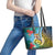 Vanuatu Malampa Fiji Day Leather Tote Bag Happy 10 October With Maps Tropical Flowers