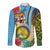 Vanuatu Malampa Fiji Day Long Sleeve Button Shirt Happy 10 October With Maps Tropical Flowers