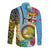 Vanuatu Malampa Fiji Day Long Sleeve Button Shirt Happy 10 October With Maps Tropical Flowers