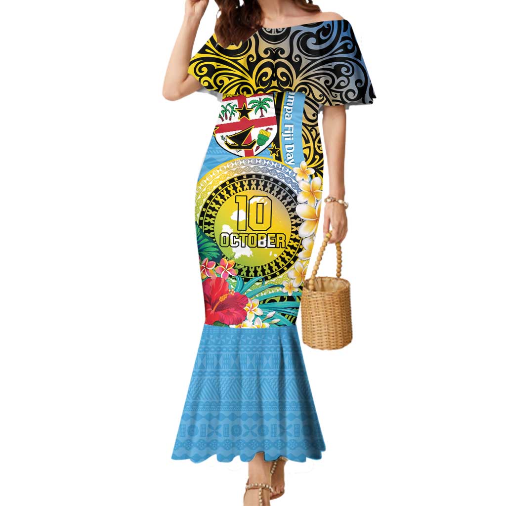 Vanuatu Malampa Fiji Day Mermaid Dress Happy 10 October With Maps Tropical Flowers
