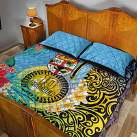 Vanuatu Malampa Fiji Day Quilt Bed Set Happy 10 October With Maps Tropical Flowers